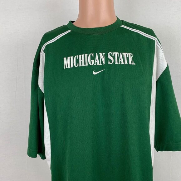 Nike Michigan State Spartans Basketball Dri Fit Shooting Shirt Vtg 90s NCAA L - Picture 1 of 7